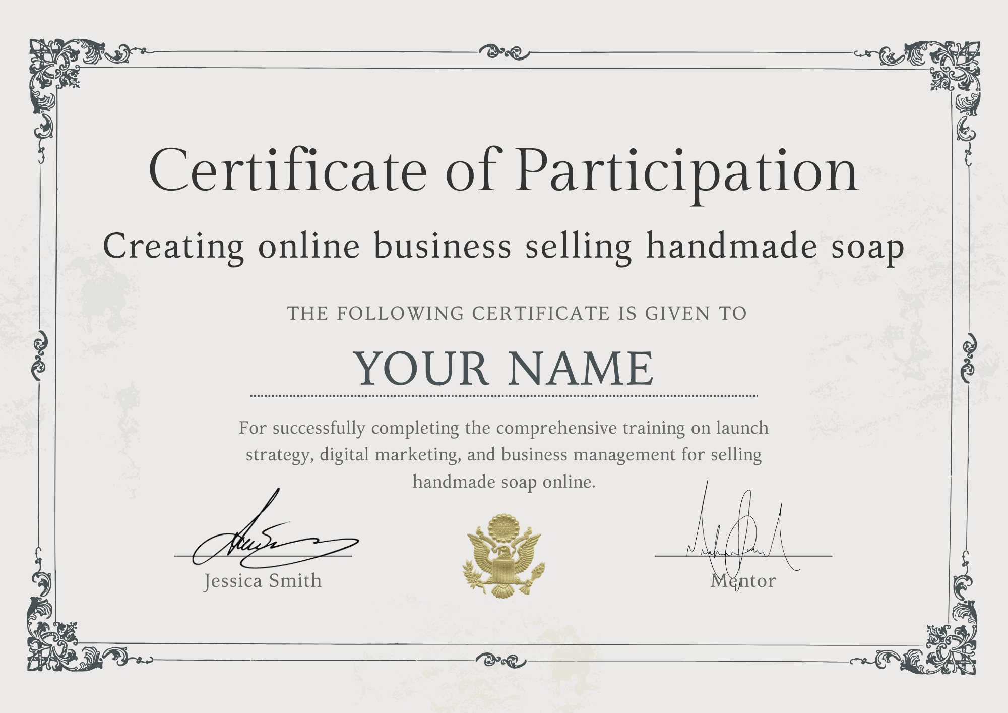 Home Craft Business Certificate — certificate preview
